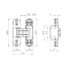 Петля скрытой установки ARMADILLO U3D2000.TG (AGB Eclipse 2.0) CM шампань /65827/ (1шт)