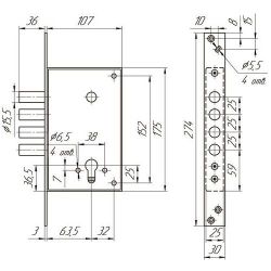 Замок врезной МЕТТЭМ ЗВ1 711.0.0 /25621/