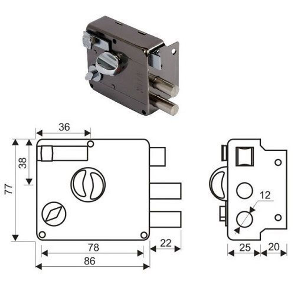 Замок накладной АЛЛЮР 556 BN-R