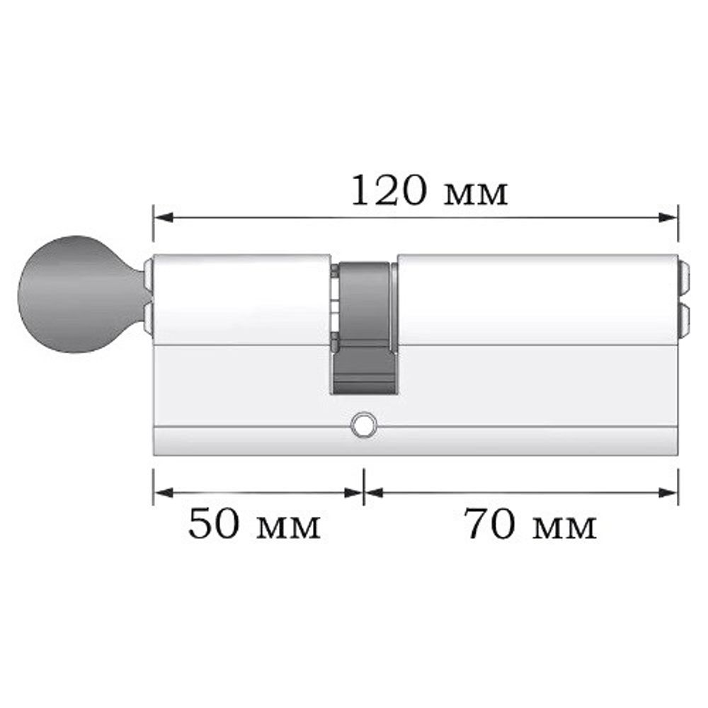 Цилиндровый механизм с вертушкой PUNTO A202/120 mm (65+10+45) SN мат.никель 5кл. /33951/