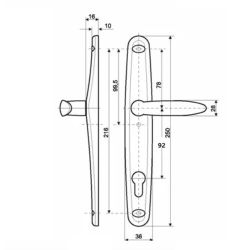 Нажимной гарнитур для ограничения  доступа STUBLINA 1078.00.360 Е=92 мм антрацит (RAL 7016)