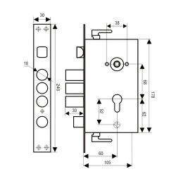 Замок врезной АЛЛЮР ЗВ1-08ATM-L автомат (левый)