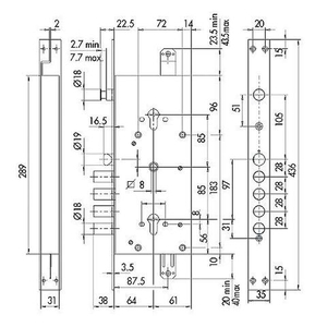 Замок врезной двухсистемный CISA 57.786.48 /6893/