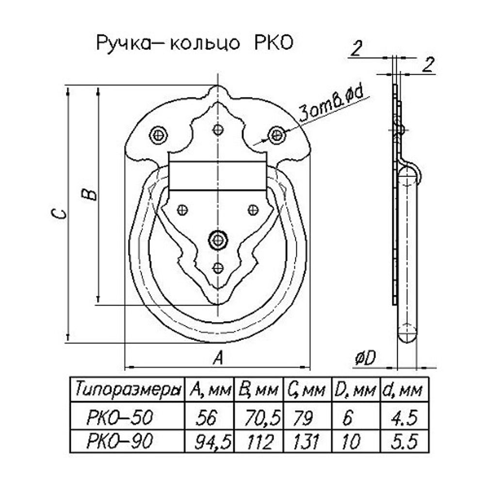 Ручка "Кольцо" НОЭЗ РКО-90-SL черный матовый