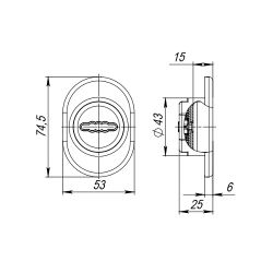 Декоративная накладка FUARO ESC 477 U (70х50) СP хром с подпружиненными шторками /41951/ (1 шт)