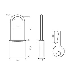 Замок навесной PALLADIUM 301B-25L