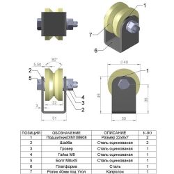 Ролик капролон d-40 под угол на платформе