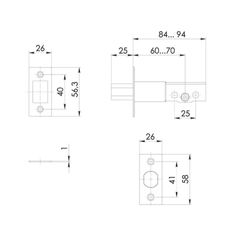 Замок врезной AJAX DK.001 ET SN мат.никель /57317/