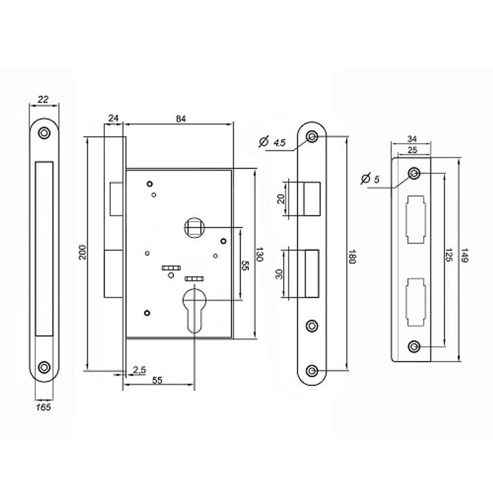 Замок врезной PALLADIUM 4301 CP хром