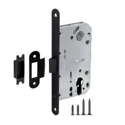 Замок межкомнатный под цилиндр FUARO PLASTIC P85C-50 BL-24 черный /41763/