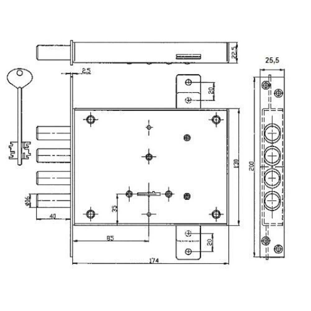 Замок врезной сувальдный KERBEROS 111.21.303, 5кл.