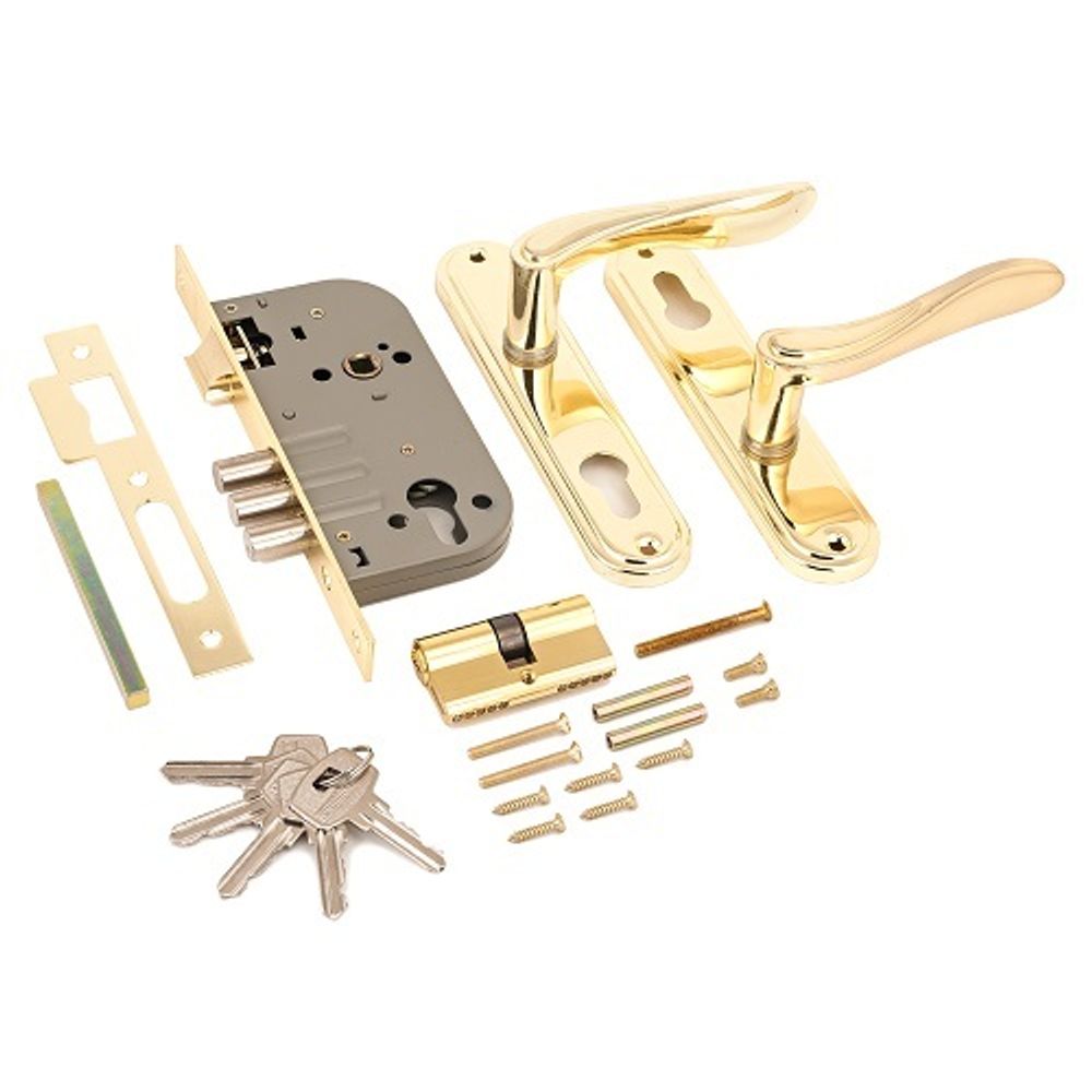 Замок врезной АЛЛЮР 102/3 GP латунь