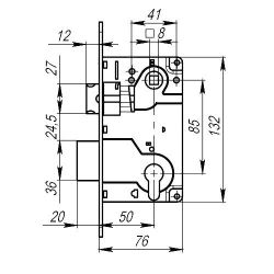 Замок межкомнатный под цилиндр AGB CENTRO B01025.50.06 (никель) /1744/