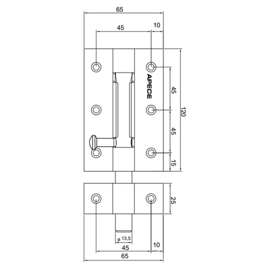 Шпингалет дверной APECS DB-02-120 CR хром