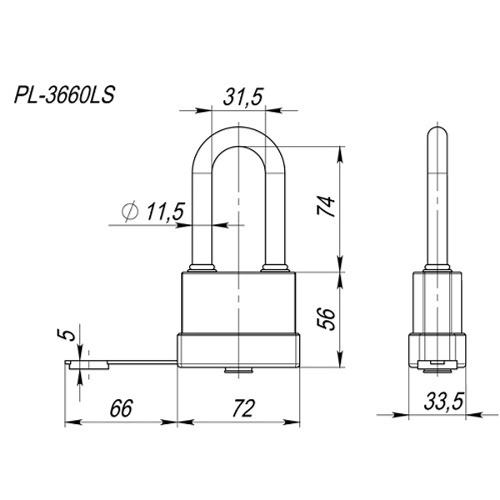 Замок навесной FUARO PL-3660 LS длинная дужка 3кл. /26409/