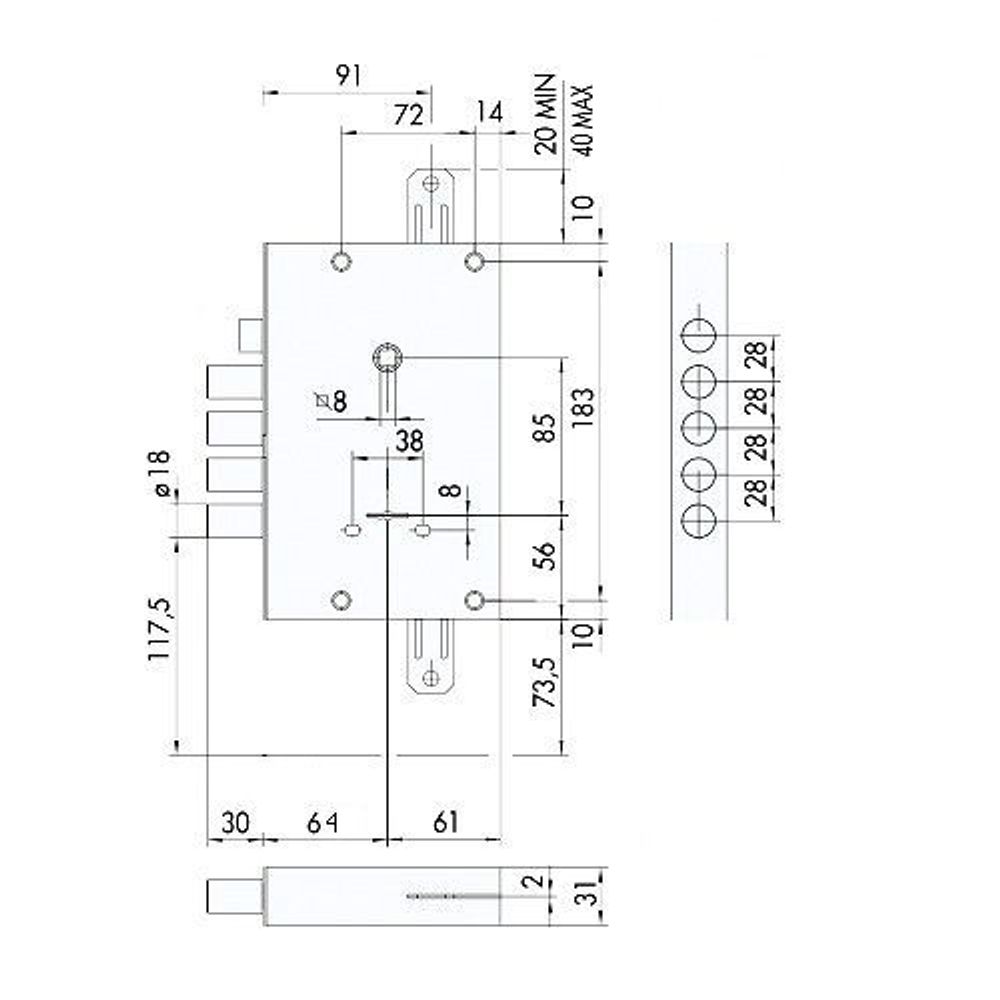 Замок врезной сувальдный CISA NEW CAMBIO FACILE 57.665.48 ключ 44 мм /13482/