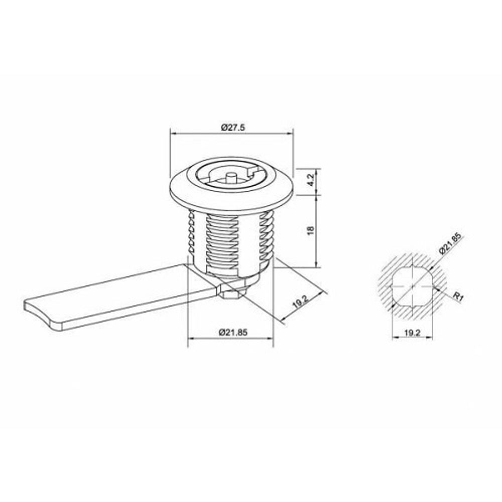 Замок мебельный MS-705-1 под ф-образный ключ