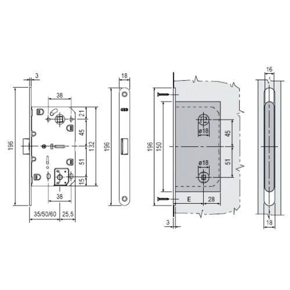 Замок межкомнатный AGB WC MEDIANA POLARIS B06102.50.91.567 (белый) /36551/