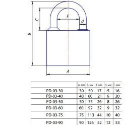 Замок навесной APECS PD-03-40