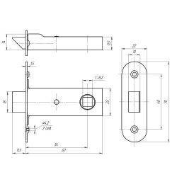 Защёлка врезная ЗЕНИТ ЗЩ2.01 медь /34869/