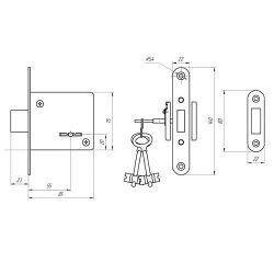 Размеры замка ЗВ8-4