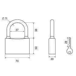 Замок навесной PALLADIUM 301B-70