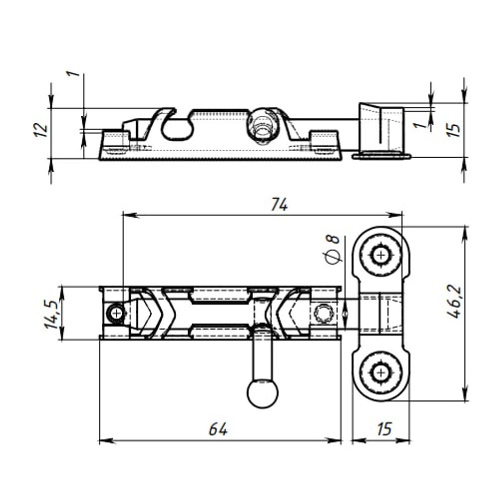 Задвижка накладная КУНГУР ЗТ1 цинк (200) мт (1шт)