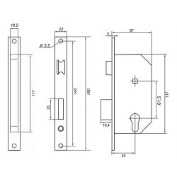 Замок врезной с ручками PALLADIUM ЗВ-AL 1618 AB бронза
