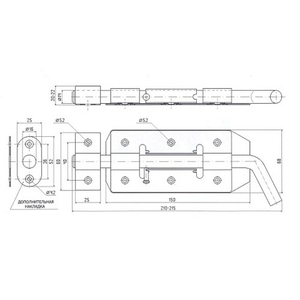 Засов гаражный "Делга" (медь)