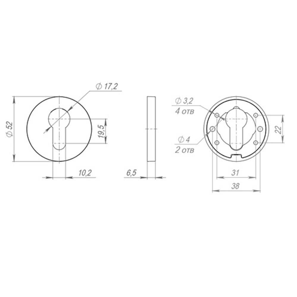 Накладка под цилиндр FUARO ESC-486 RLR SSG-39 сатин.золото /47911/ (1 шт)