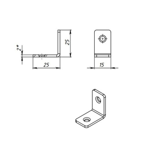 Уголок КУНГУР 25х25х15х2 цинк (1 шт)