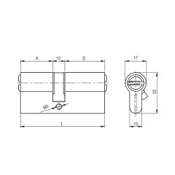 Цилиндровый механизм KALE KILIT 164 SN/90 (30+10+50) латунь 5 кл /22407/