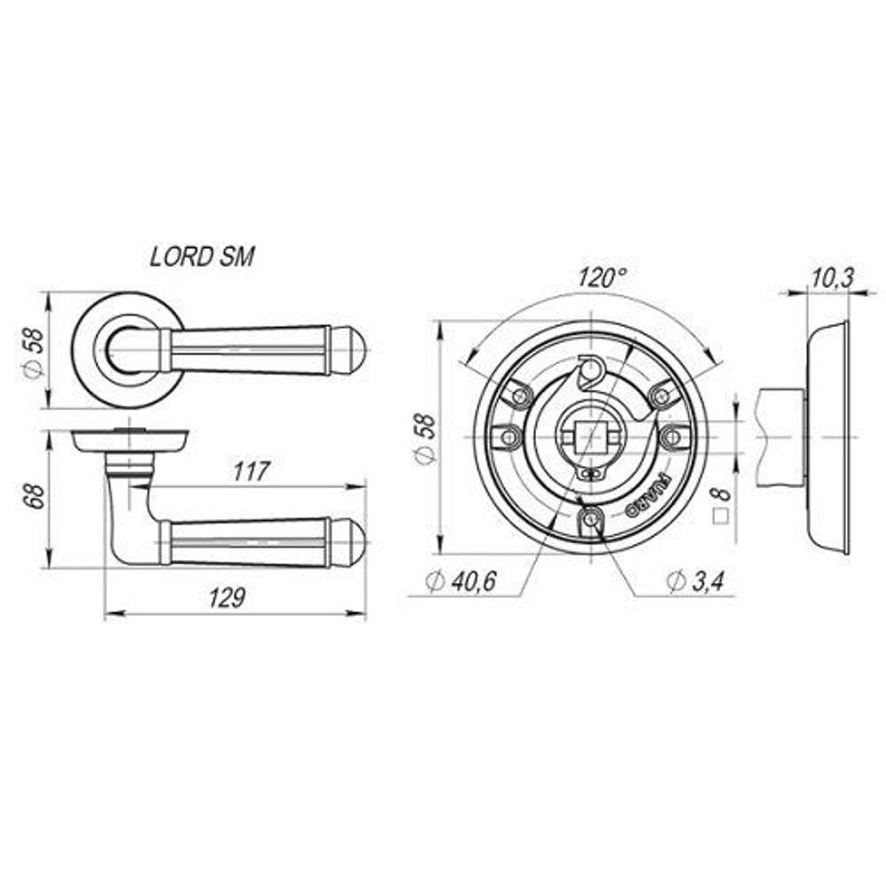Ручка раздельная FUARO LORD SM MAB-6 темная бронза /29585/