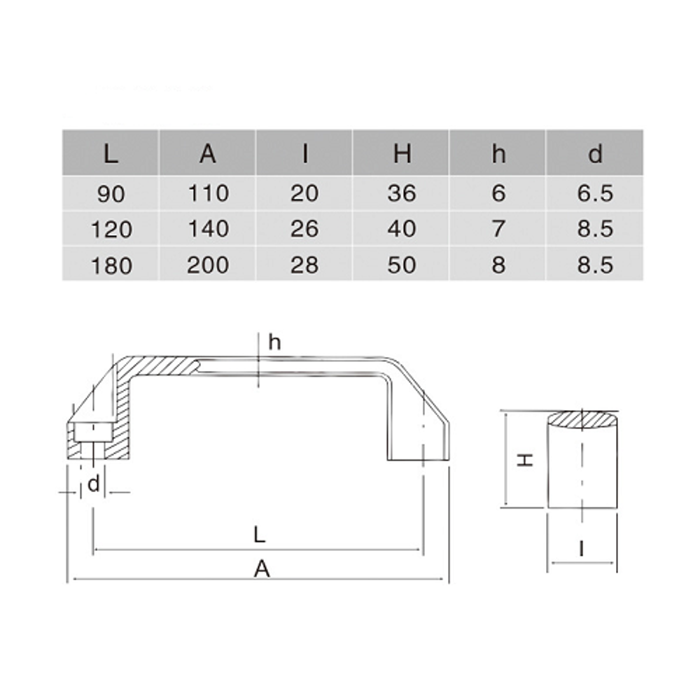 Ручка пластиковая Е 0120 (L-120mm)