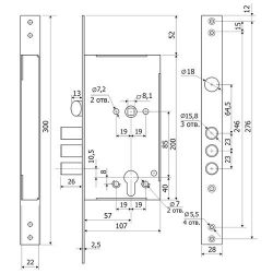 Замок врезной ГАРДИАН ЗВ 62.11 Inter б/ц /36105/