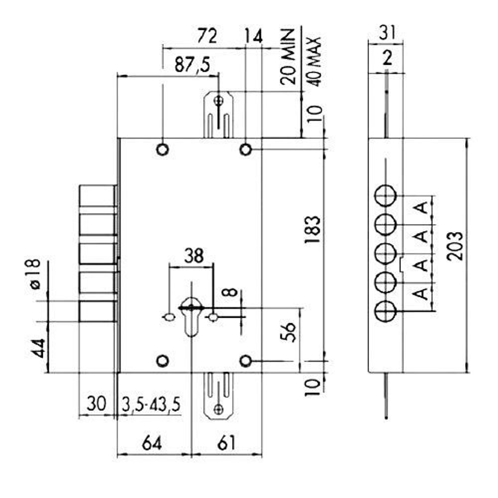 Корпус врезного замка CISA REVOLUTION 56.505.48 /7891/