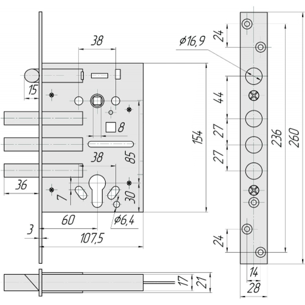 Корпус замка КРИТ-М ЗВ-7РМ-006 Лб золото