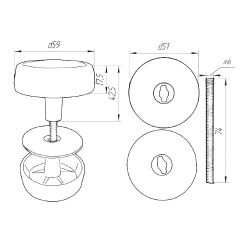 Ручка-кнопка металлическая РК-1 белая