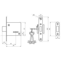 Схема с размерами дверного замка Самара ЗВ8-А 5кл