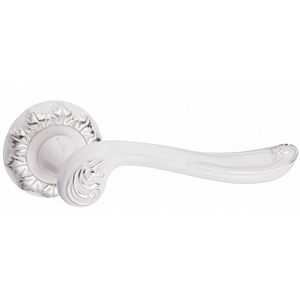 Ручка дверная RENZ 61-10 SW/CP "Глория" (супер белый/хром блестящий)