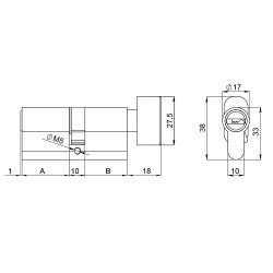 Цилиндровый механизм с вертушкой FUARO 200 ZM 90 (45+10+35) BL черный 5 кл. /60093/