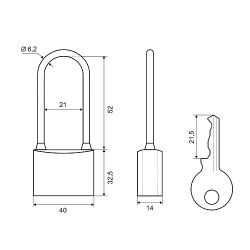 Замок навесной PALLADIUM 301B-40L