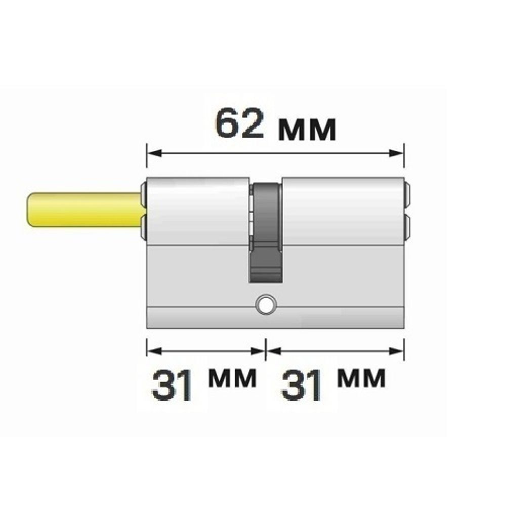 Цилиндровый механизм под вертушку (дл. шток) MOTTURA CP4P313101C5 (62 мм/26+10+26) никель