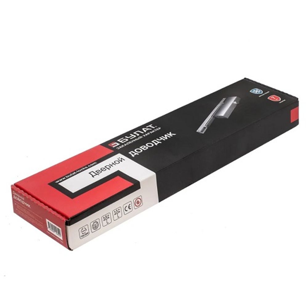 Доводчик дверной БУЛАТ со скольз. тягой ДД812/5 CH-S (CS+LS+SL+HO+BC+DA+PA) 15-80кг серебро