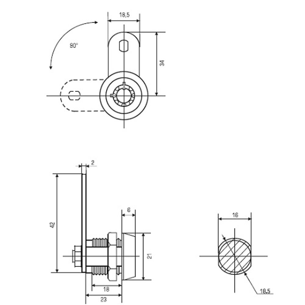 Замок торцевой 2188-23мм 90гр. ключ трубчатый (0127)