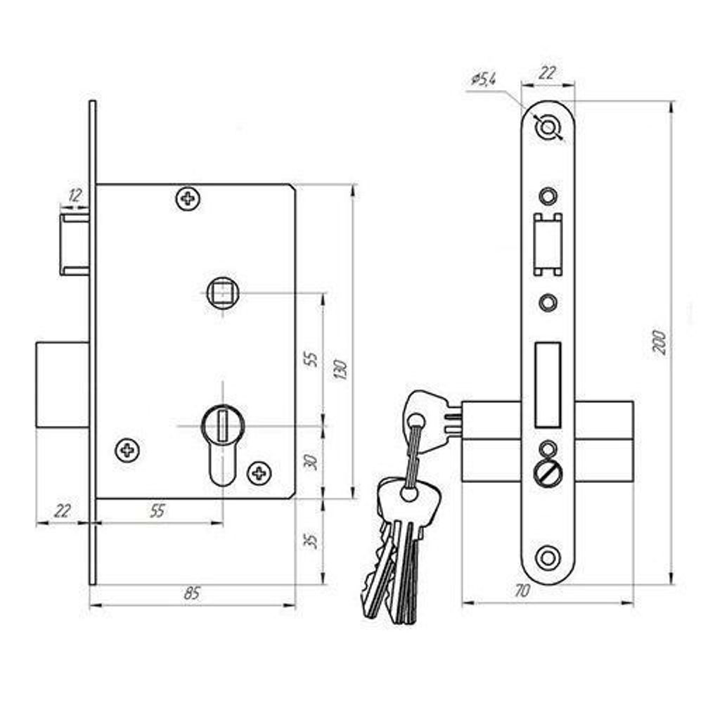 замок врезной схема механизма