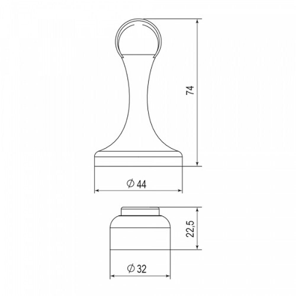 Упор дверной магнитный PUNTO DSM-45 GR-23 графит /43371/
