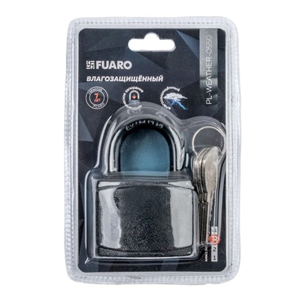 Замок навесной FUARO PL-WEATHER-0550 влагозащищенный 3кл. /62057/