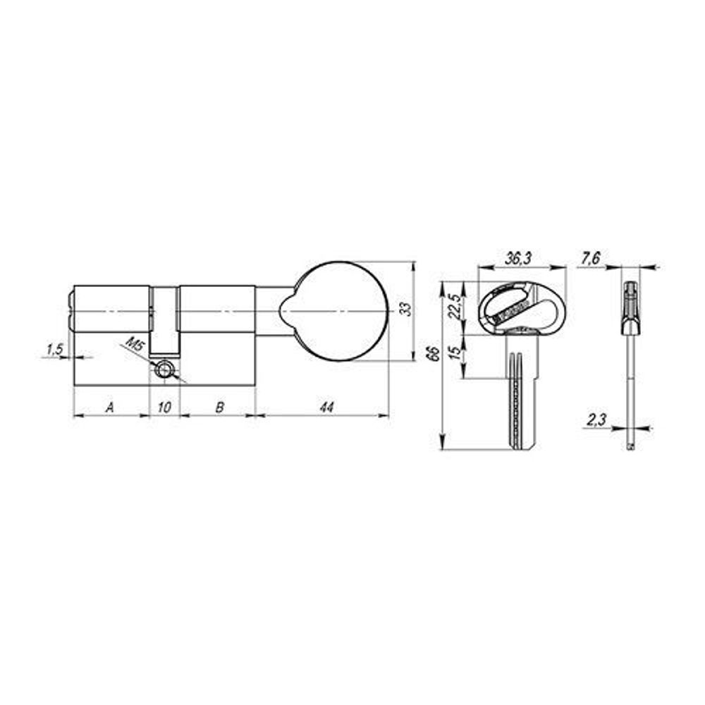 Цилиндровый механизм с вертушкой FUARO D-PRO502/110 mm (45+10+55) CP хром 5кл. /37745/