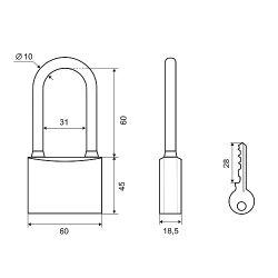 Замок навесной PALLADIUM 301B-60L